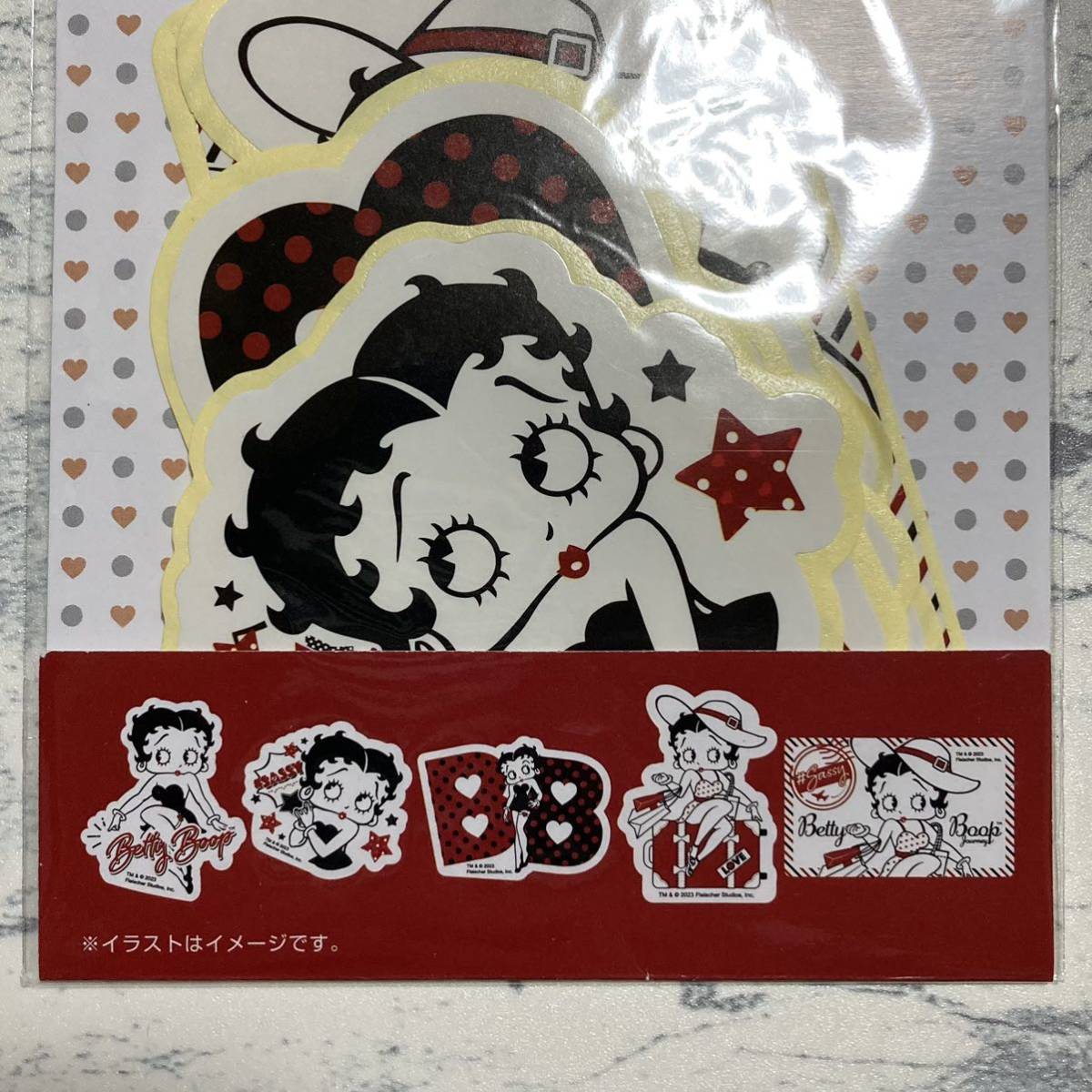 新品未使用　Betty Boop ベティブープ　ベティちゃん　ステッカー　5枚入_画像2