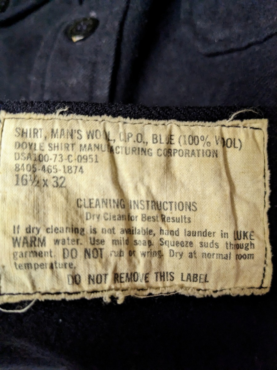 70s u.s.navy 米軍実物 CPOシャツ ヴィンテージ vintage シャツジャケット ウールシャツ USA製 アメリカ海軍 1973年製 黒 /50s 60s_画像3
