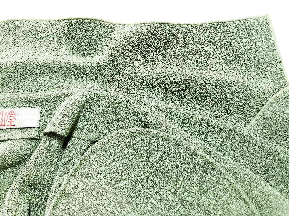 美品 詩仙堂 洗える絽ちりめん織りラウンドヘムジャケット 灰緑 mf999_画像9