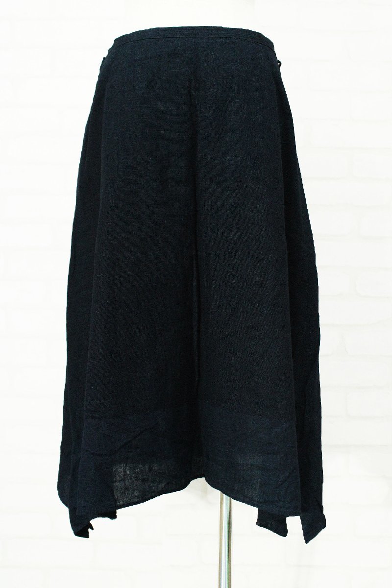  beautiful goods palaspa less cotton 100% plain Denim style knees under height flair skirt navy blue 3 rh775