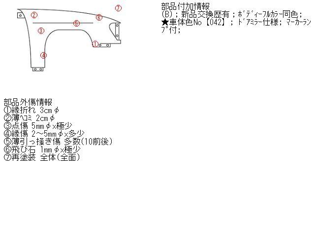 エスティマ TA-MCR30W 右フェンダー　カラー/ 042 53811-28060 412269_画像5