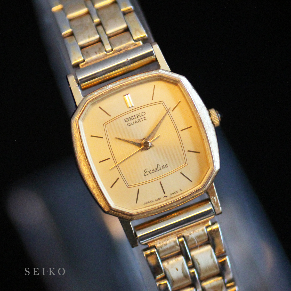 電池交換済 稼働品 良品 10K YG セイコー エクセリーヌ SEIKO Exceline 1221-5240 レディース ウォッチ 腕時計 クォーツ 10 金 ゴールド_画像1