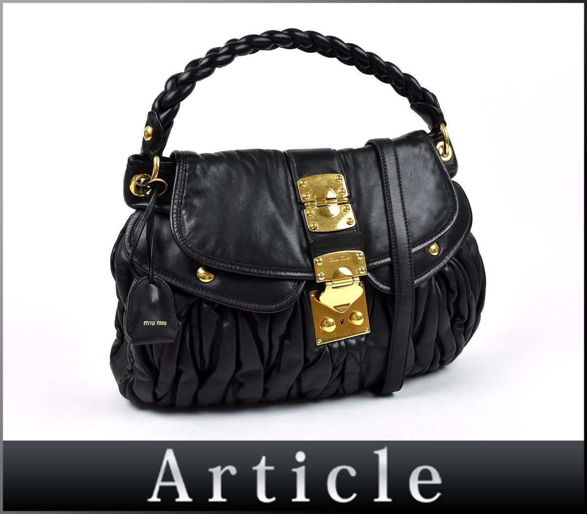 感謝価格】 154510◇ MIUMIU B 通学/ 通勤 レディース 黒 ブラック 革