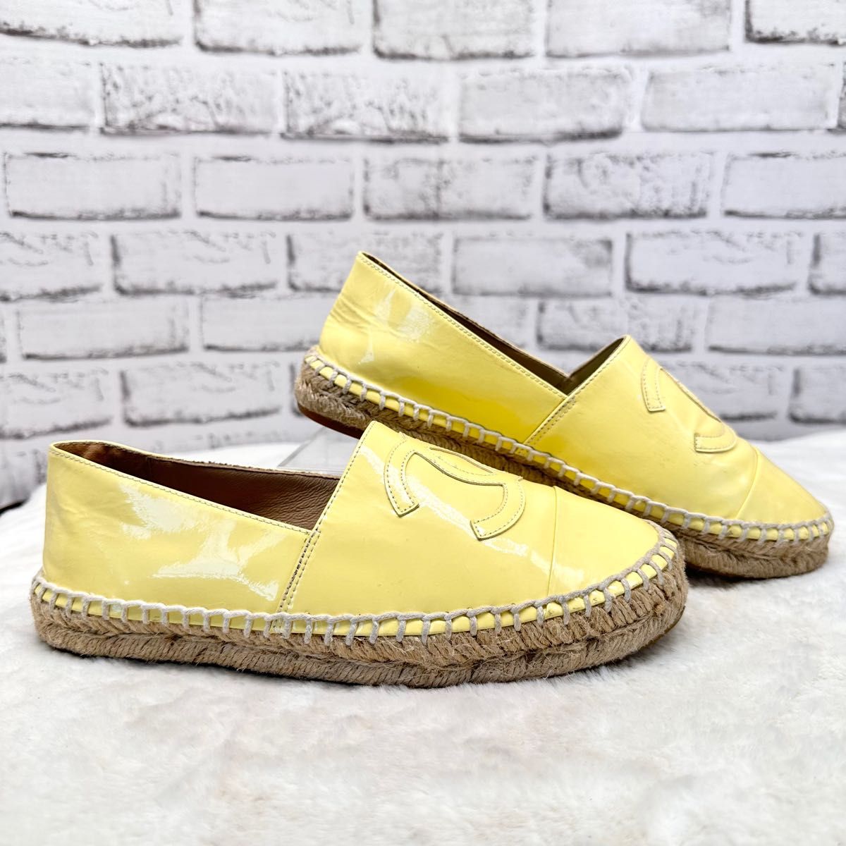 美品 CHANELシャネル エスパドリーユ【36】23㎝ エナメル フラット
