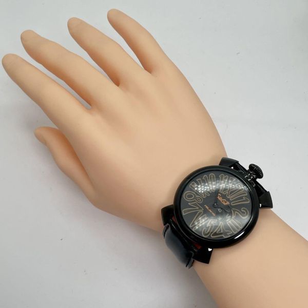 616 ガガミラノ時計 メンズ腕時計 マヌアーレ46 スリム ブラック オレンジ-