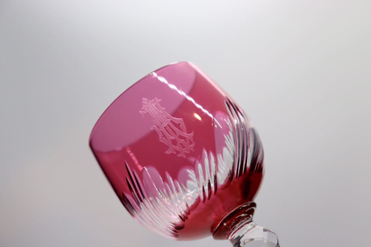アンティーク フランス　バカラ　個性的なグラス　ワインレッド色　赤_画像7