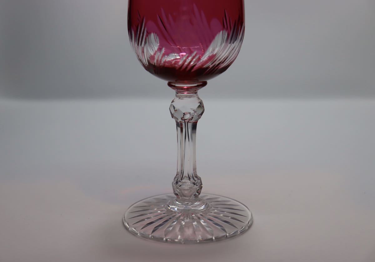 アンティーク フランス　バカラ　個性的なグラス　ワインレッド色　赤_画像3