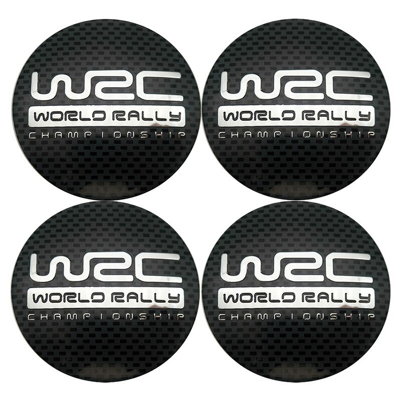 【送料無料】WRC ホイールキャップ(メッキシルバー)+シール 60ｍｍ カーボン柄 一台分(４個) ⑥ スバル SUBARU_画像1