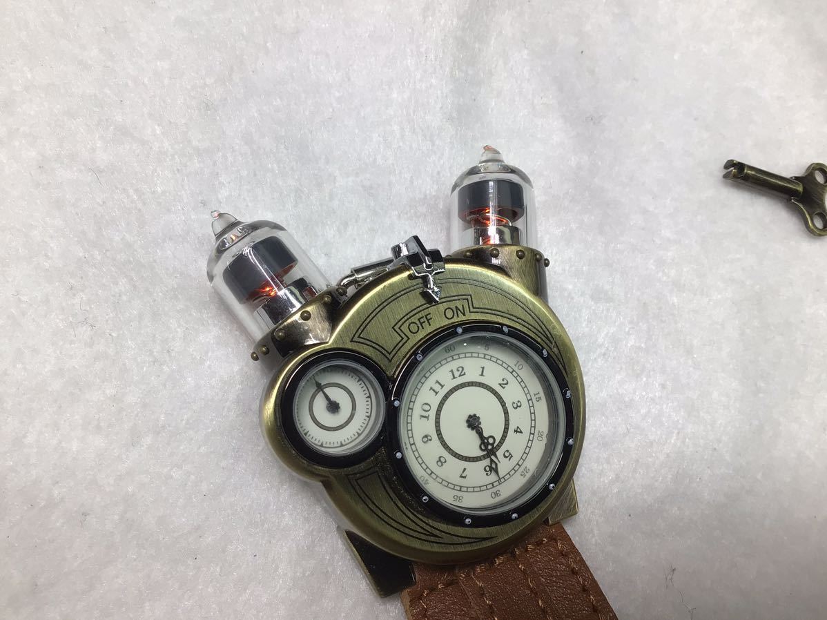 S6264【TESLA WATCH】テスラウォッチ スチームパンク メンズ腕時計 レトロアンティーク 真空管LEDランプ ユニーク腕時計_画像5