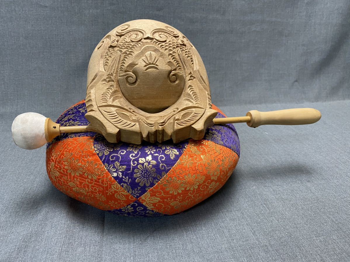 M10264【仏具】 木魚 座布団 バチ 3点セット 僧侶 寺院 法要 葬儀 仏教