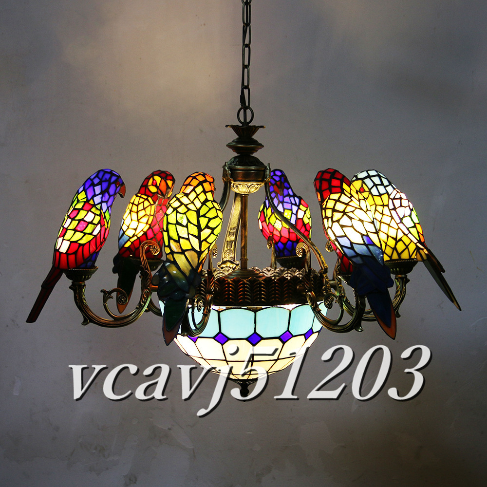 ◆新品◆芸術品◆ペンダントライト ステンドランプ ステンドグラス オウム ランプ 通路用 ランプ ティファニー 照明 室内装飾