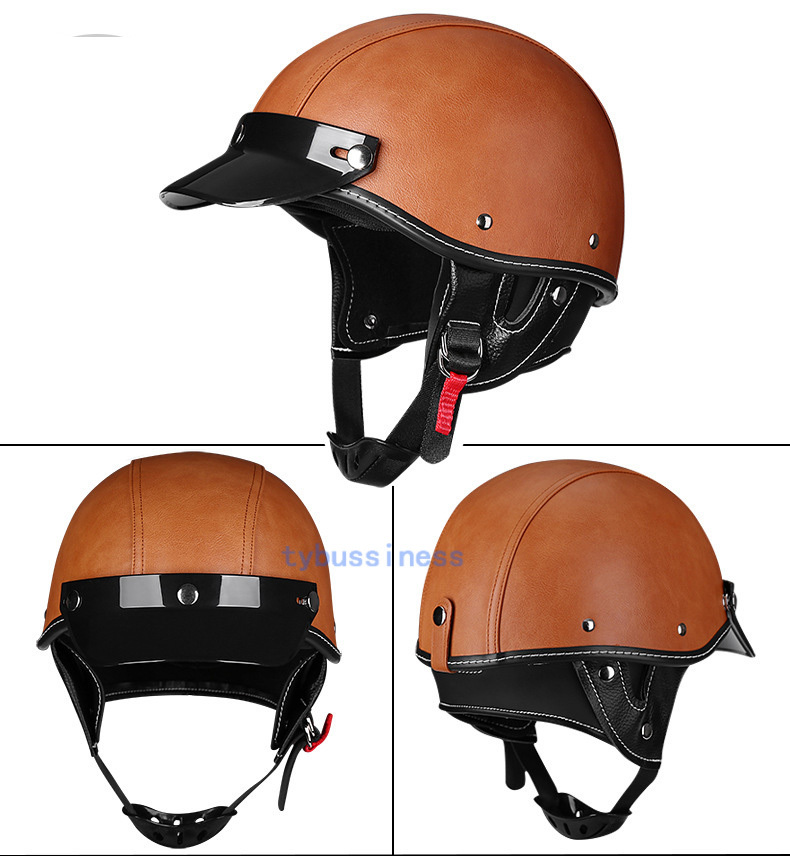 人気 半帽 半キャップ PU レザー ハーレー ジェットヘルメット　カラー サイズ 選択可_画像2