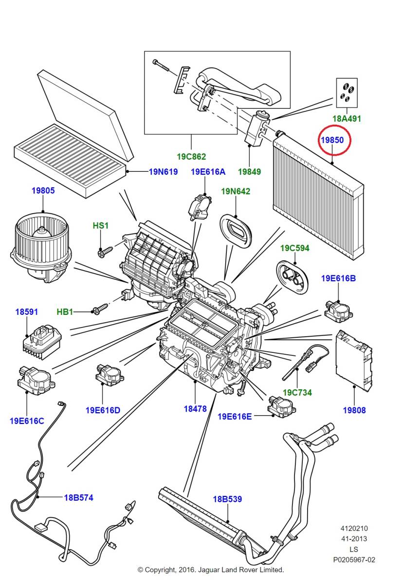 ランドローバー ディスカバリー4 2010 フロントエバポレーター エアコンエバポレーター LR066093 社外品_画像2