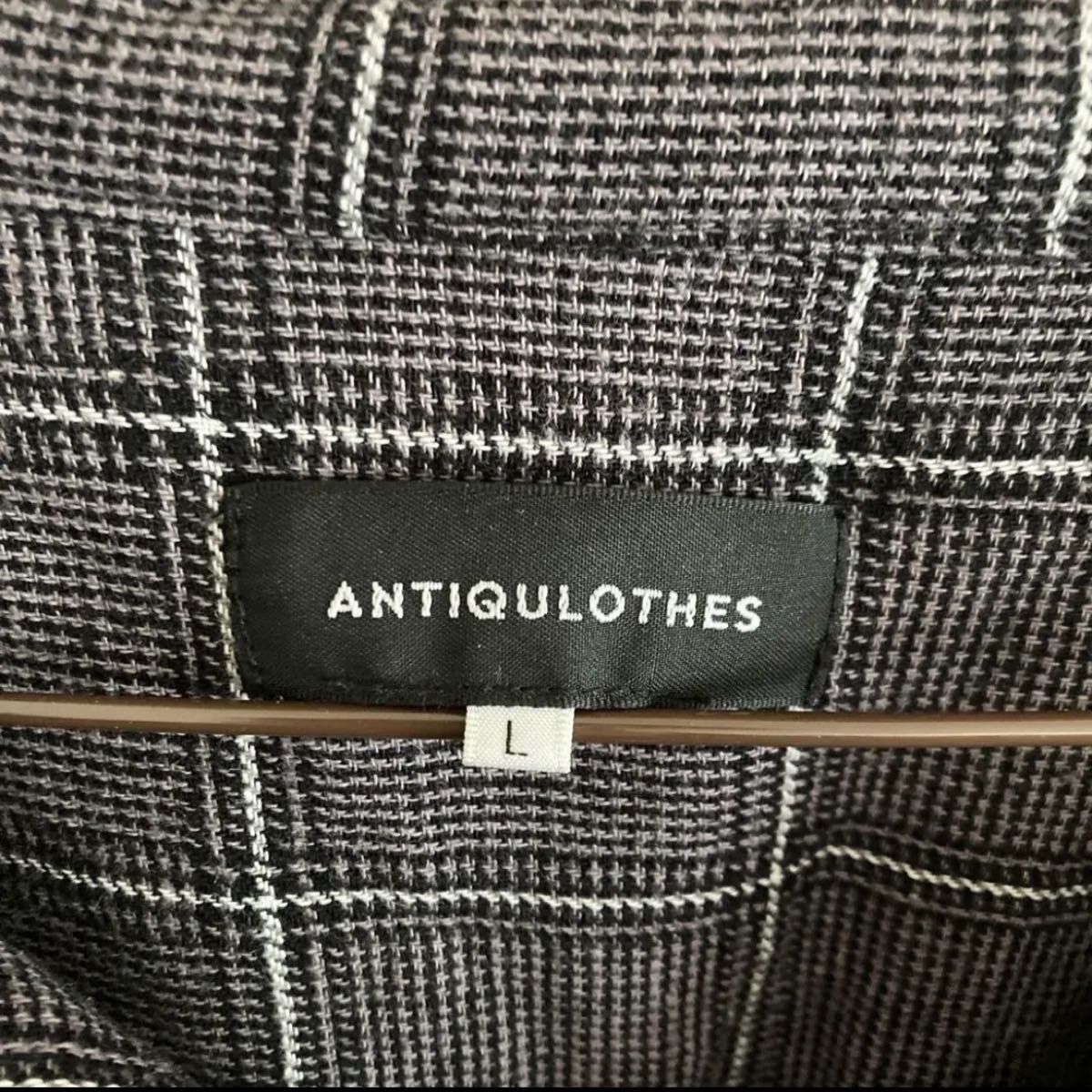 ANTIQULOTHESボタンダウンシャツ　グレーチェックシャツ　Lサイズ