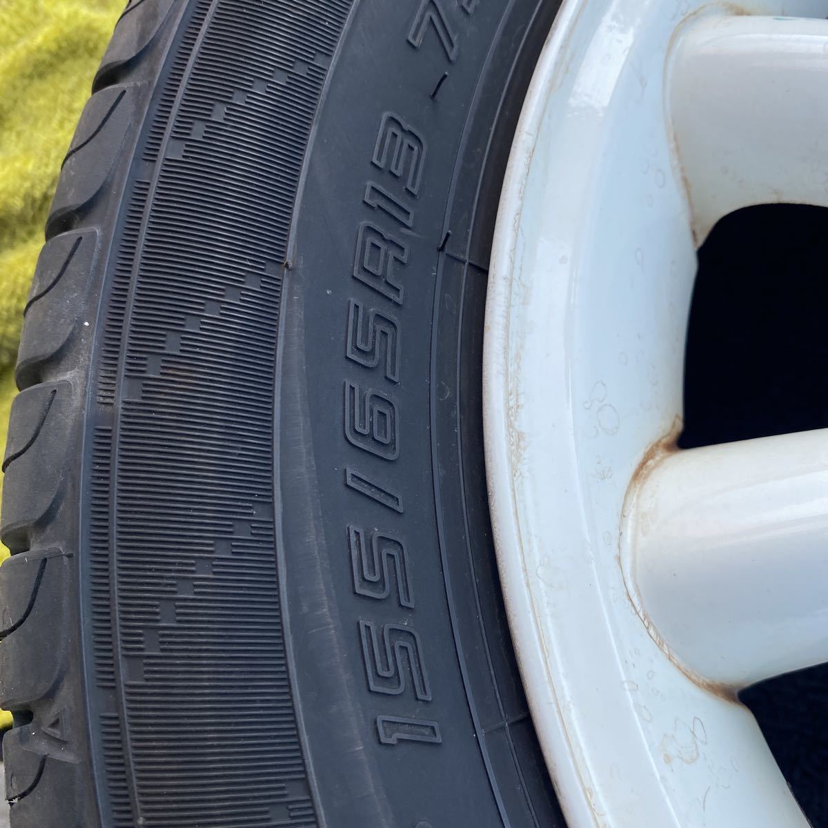 HE21S ラパン　純正　タイヤ　アルミホイールセット　ダンロップ　ENASAVE EC204 ４穴　155/65R13_画像10