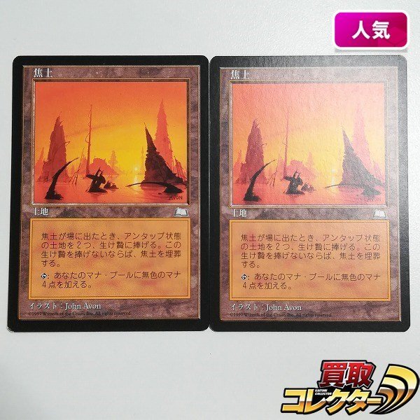 sB414o [人気] MTG 焦土 Scorched Ruins ウェザーライト WTH 土地 R レア 日本語 計2枚_画像1