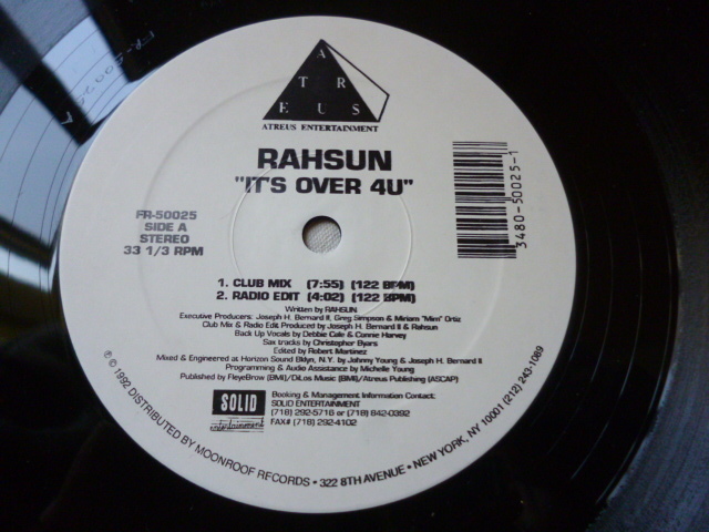 Rahsun / It's Over 4U シュリンク付 アップリフトVOCAL HOUSE 12 エレガント・ピアノ　試聴_画像2
