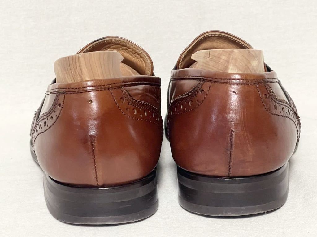 【Yves Saint Laurent】イヴ・サンローラン タッセル Uチップ スリッポン レザーシューズ 革靴 24.5cm ブラウンの画像7