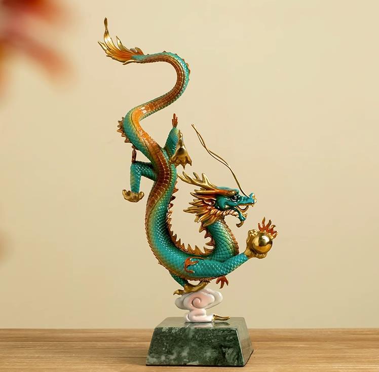 高級製品! 龍彫刻精工オフィス装飾風水祥龍置物テ工芸彫刻装飾品置物