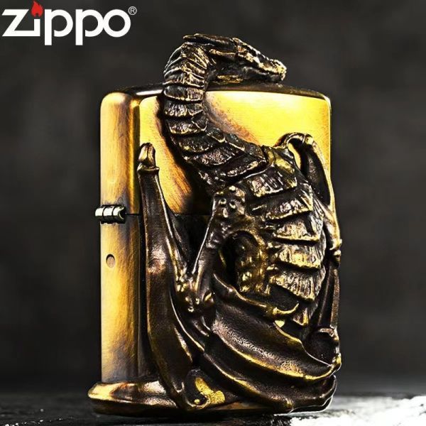 希少 未使用 神龍 立体感 ライター ZIPPO 喫煙グッズ ジッポー オイルライター 重量感 真鍮製 新品_画像1