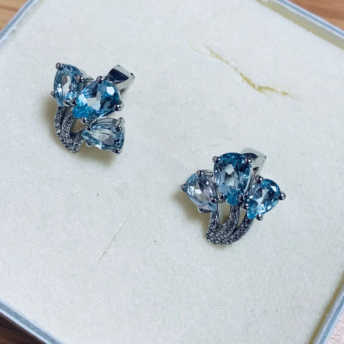 最終値下げ、最高品質、天然スカイブルートパーズピアス、3ct