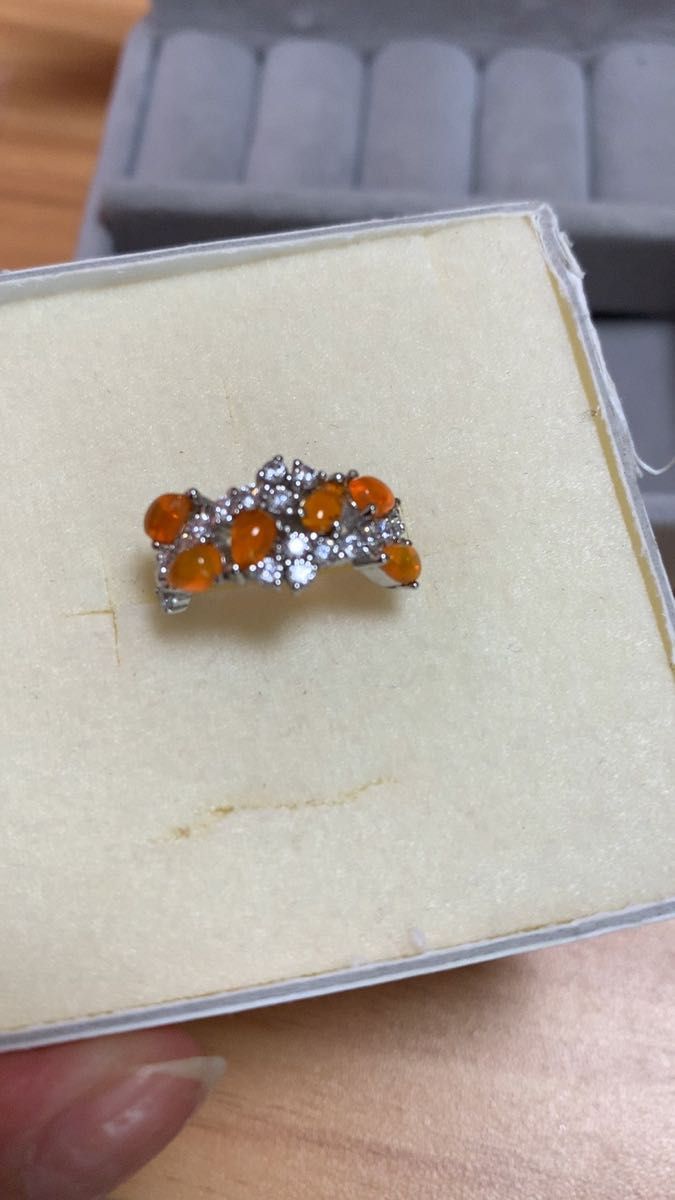 　天然オパールリング 2.8ct メキシコ産　ファイヤオパール　SILVER925 