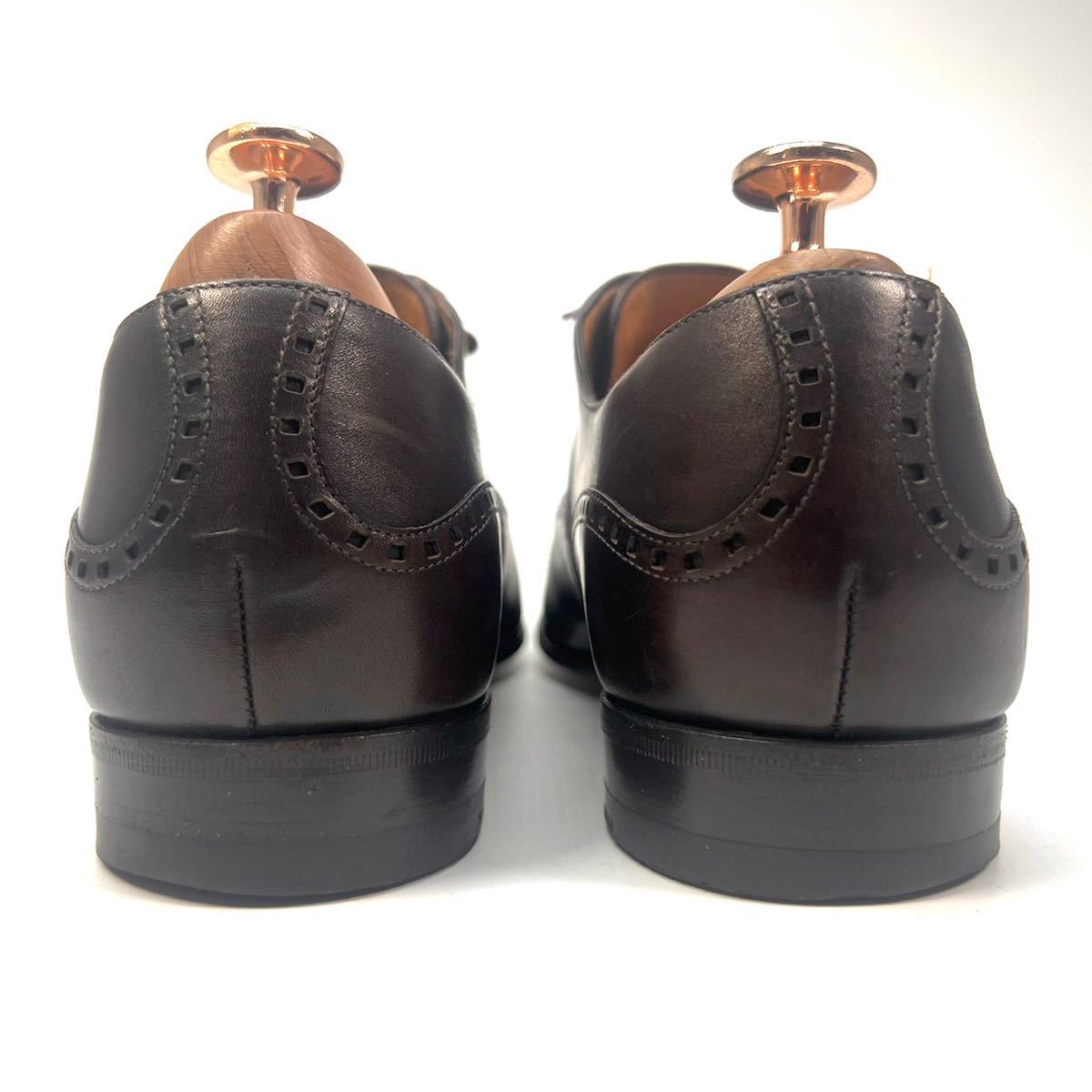 GUCCI グッチ　ビジネスシューズ　革靴　メダリオン　GG 39 1/2 24.5cm メンズ　靴　シューズ　ダークブラウン