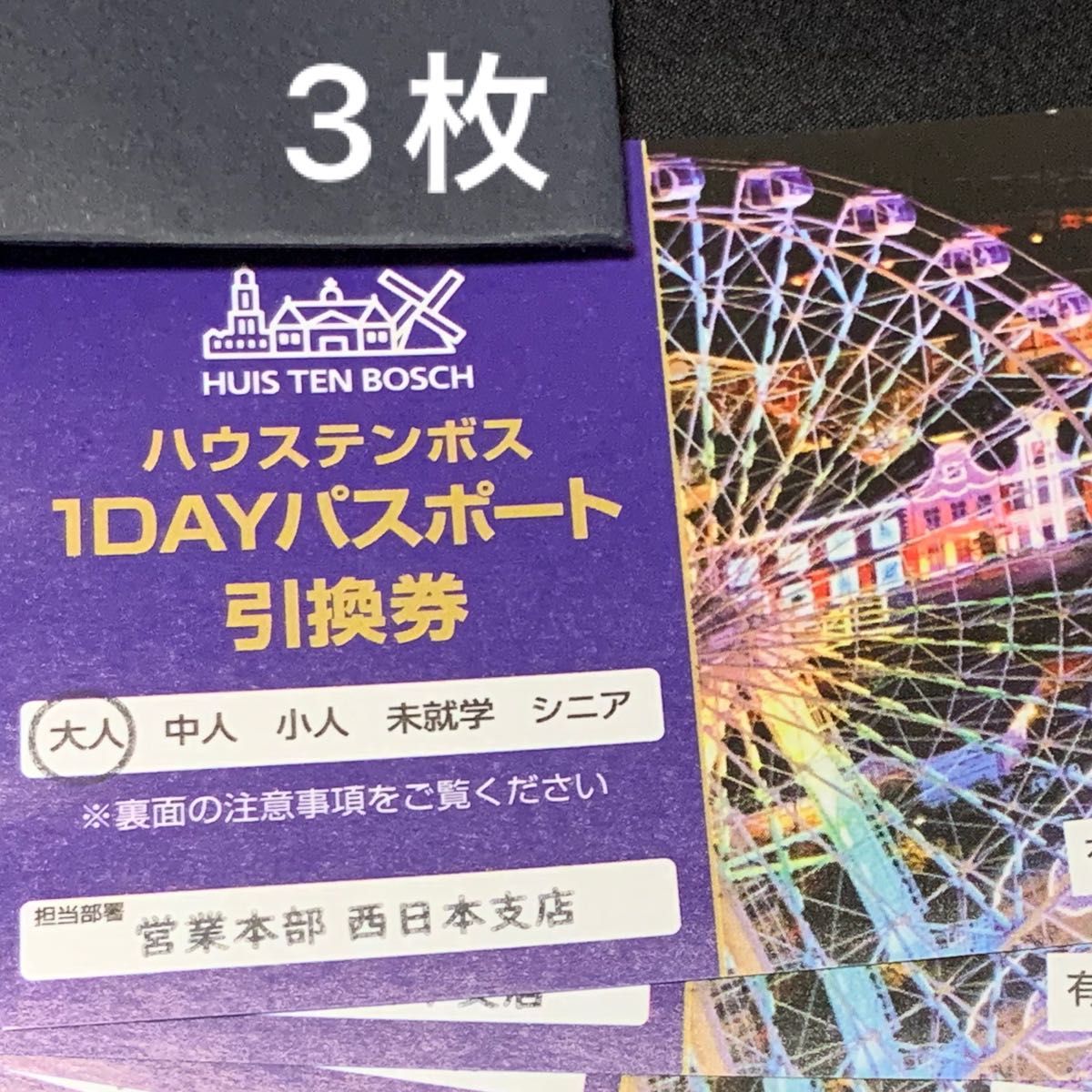 激安通販 ハウステンボス 1DAYパスポート 引換券 2枚 ペアチケット