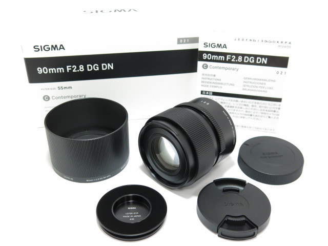 【 極上 ほぼ使用感ない 】SIGMA Contemporary 90mm F2.8 DG DN SONY E マウント フード 説明書・元箱付 シグマ [管SI1294]