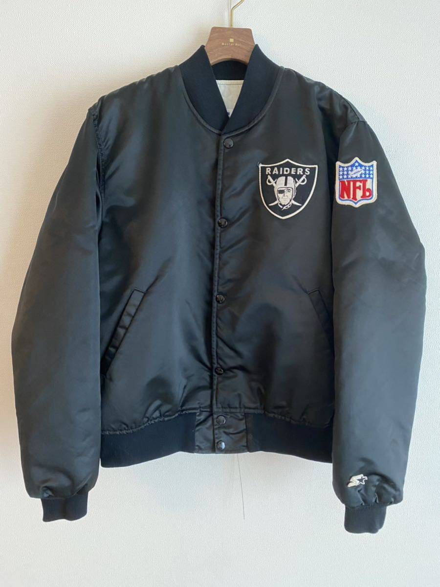 STARTER NFL RAIDERS レイダース 80s スタジャン ブラック ナイロンジャケット USA アメリカ製 black vintage  ヴィンテージ ビンテージ