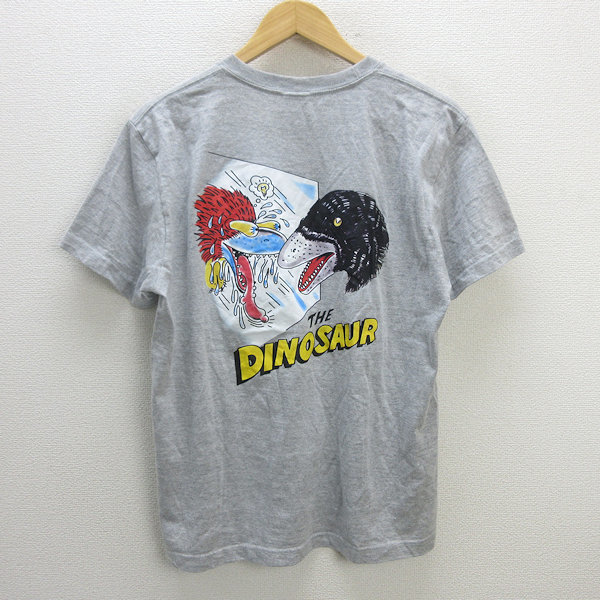 z■ビームス/BEAMS DESIGN 2019 DINOSAUR プリントTシャツ【M】灰/men's/71【中古】■_画像3