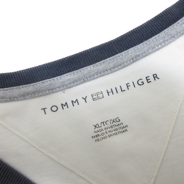 z■トミーヒルフィガー/TOMMYHILFIGER VネックロゴTシャツ【XL】白/men's/76【中古】_画像2