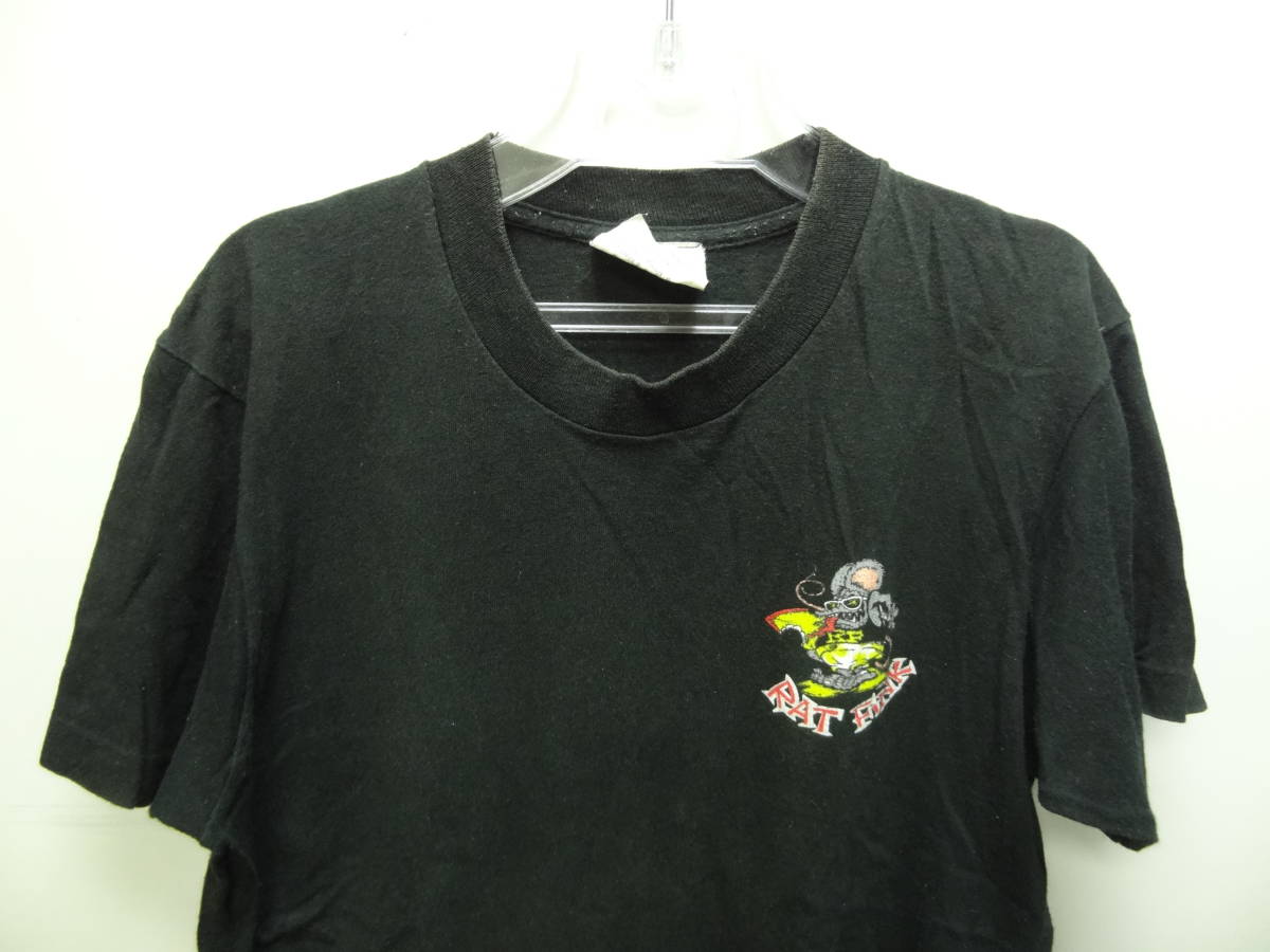 全国送料無料 アメリカ USA古着 1987年ビンテージ Ed Roth RAT FINK ラットフィンク MADE IN USA メンズ 黒色スケートボードRAT Tシャツ M _画像5