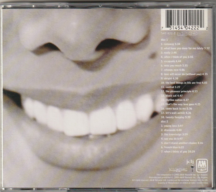 Janet Jackson　ジャネット・ジャクソン　Design Of A Decade 1986 / 1996　ベスト盤　ヨーロッパ盤 CDアルバム (2枚組）_画像2