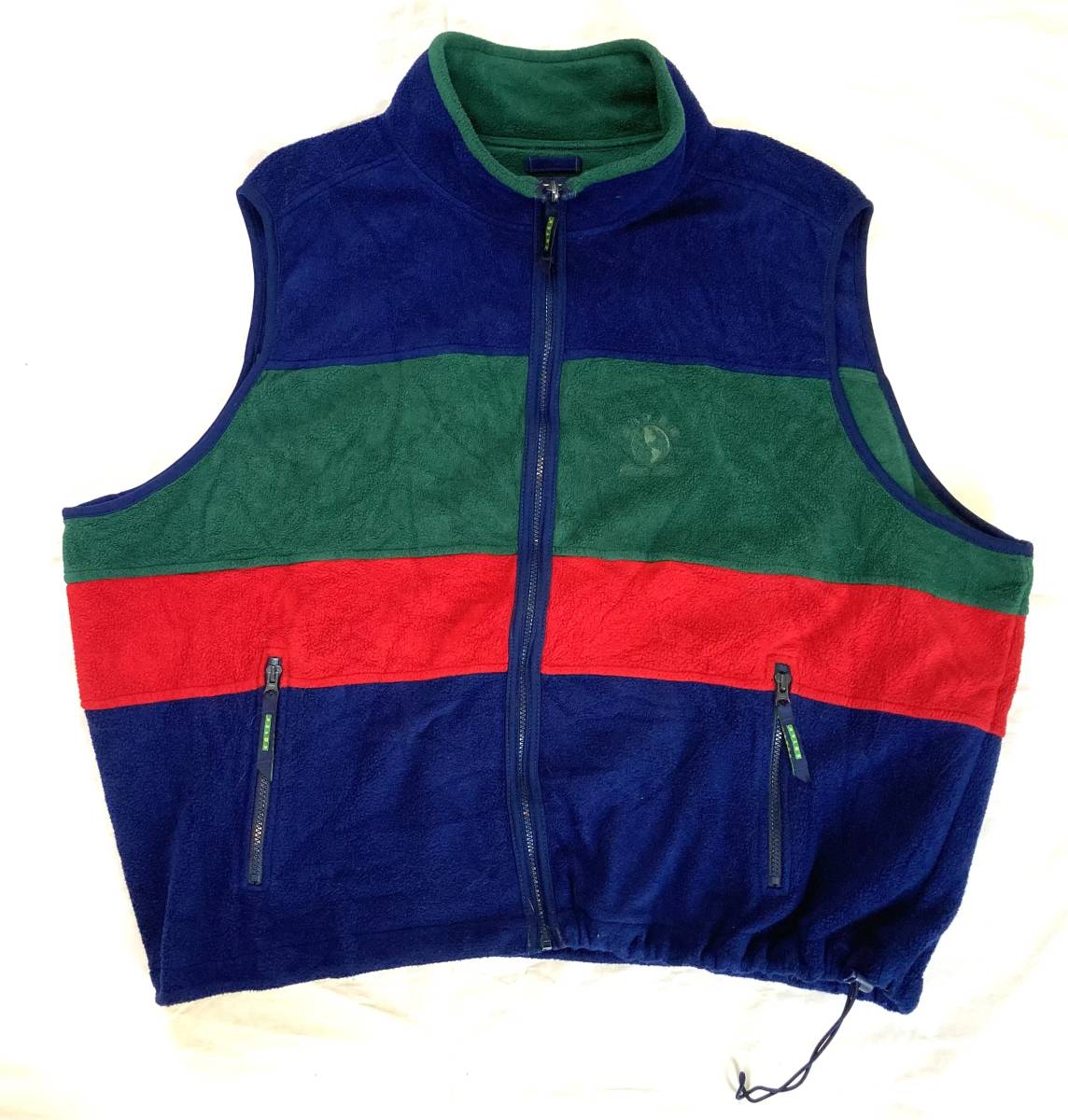 90s USA製 EBTEK フリース ベスト ポーラテック XXXL 紺緑赤 エディーバウアー POLARTEC　Eddie Bauer _画像1