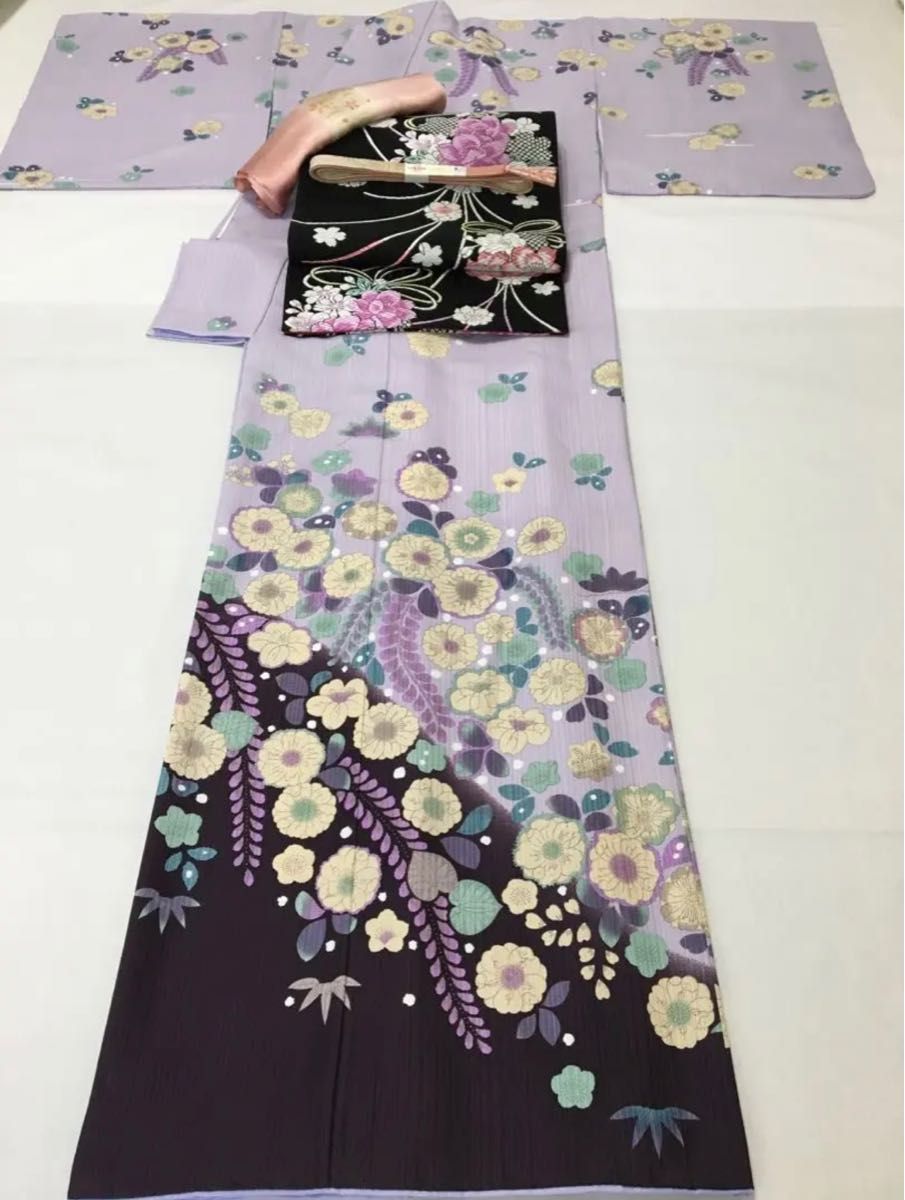 訪問着 辻ヶ花 染め分け 裄長め