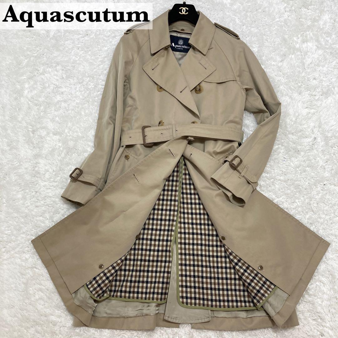 美品 Aquascutum アクアスキュータム ライナー付き トレンチコート サイズ9 M相当 ベルトつき サイズ９ ベージュ レディース