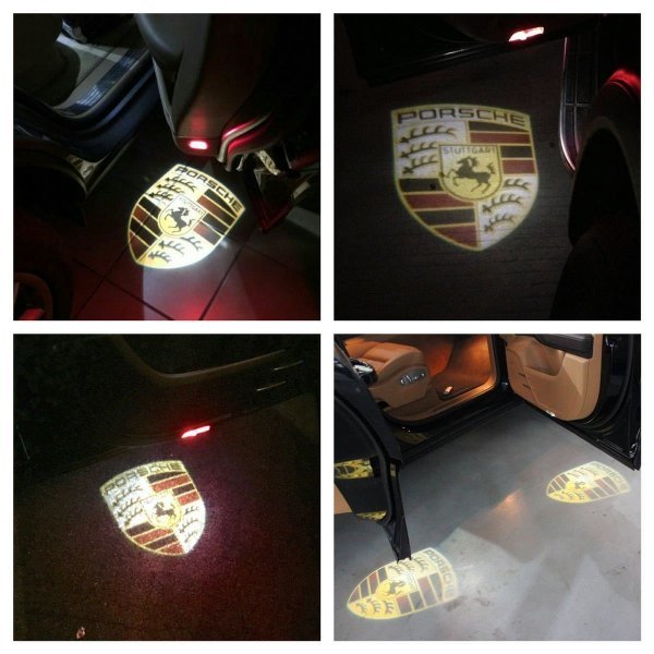 即納 Porsche ポルシェ LED ロゴ プロジェクター ドア カーテシ ランプ カイエン ボクスター マカン ケイマン 958/981/982/991 ライト_画像2