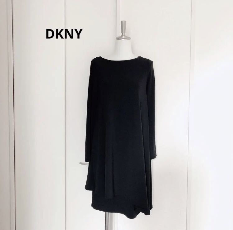 美品　DKNY ダナキャラン　デザイン　変形　ワンピース　ドレス　ブラック　S_画像1