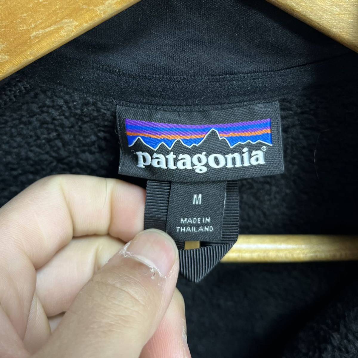 ■ 小さめサイズ 00s 2017年製 patagonia パタゴニア 裏地 フリース ハーフジップ プルオーバー 古着 サイズM ブラック アメカジ ■_画像6