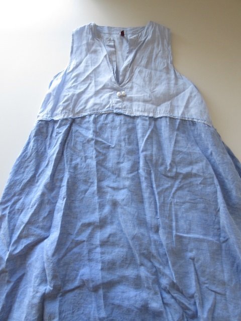 DANIELA GREGIS / ダニエラグレジス bicolor linen skipper dress L.BLUE * リネン ドレス ワンピース シャツ ブラウスの画像3