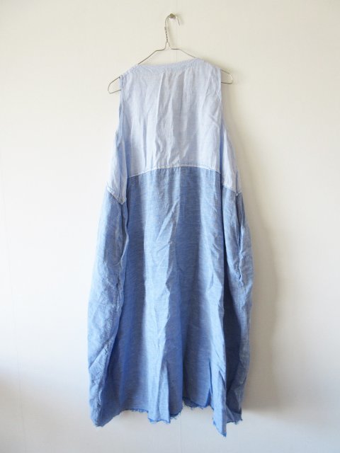 DANIELA GREGIS / ダニエラグレジス bicolor linen skipper dress L.BLUE * リネン ドレス ワンピース シャツ ブラウスの画像2