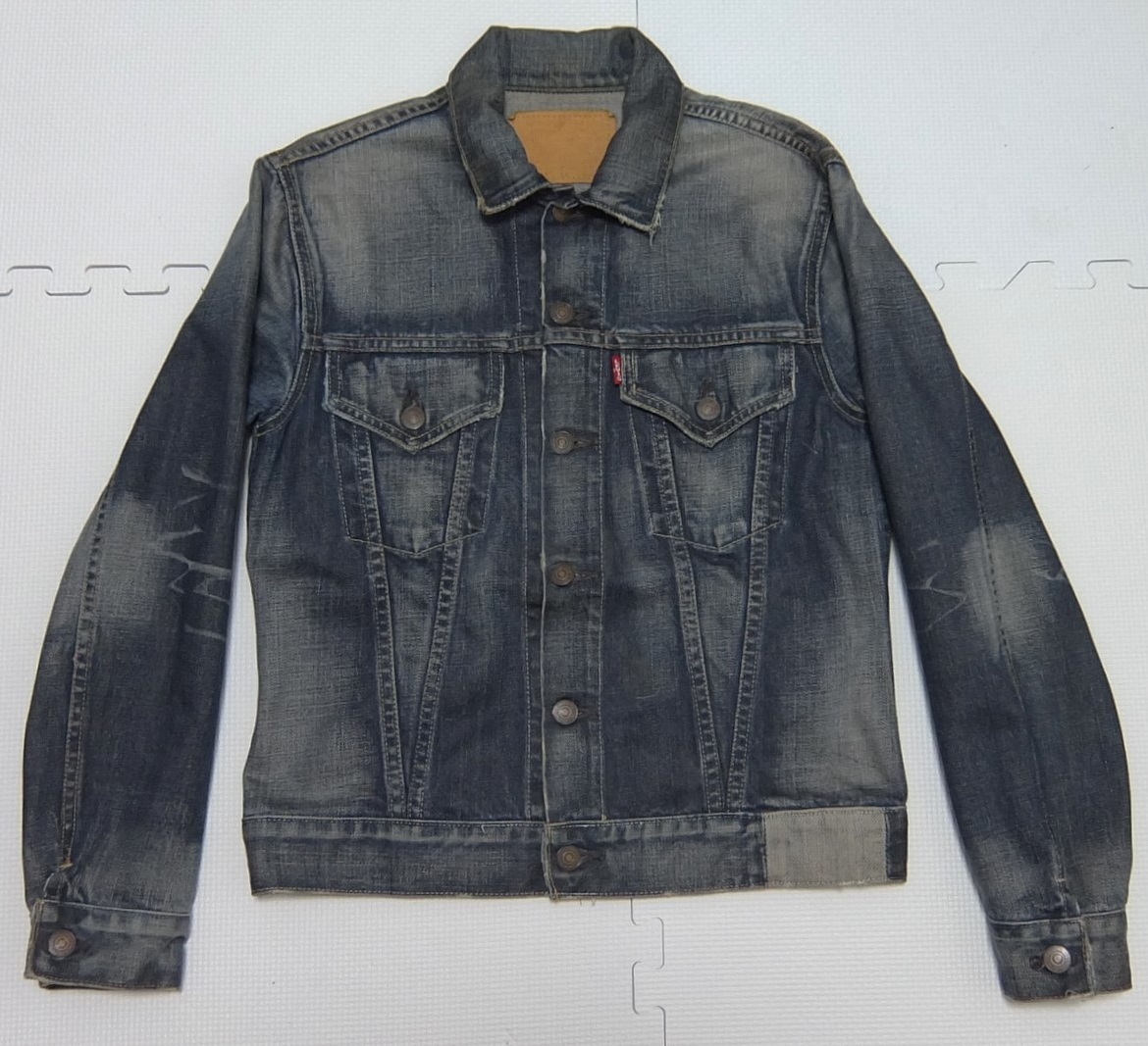 2005年 日本製 LEVI'S LVC 557XX BIG E デニムジャケット 紺 38 サード リーバイス USED加工 Gジャン 70557