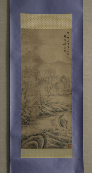 良質 模写 絵画 中国 华嵒 共箱 水墨紙本 立軸 山水人物図 款 華嵒 掛軸 良質 模写 絵画 中国 华嵒 共箱 水墨紙本 立軸 山水人物図 款 華嵒 掛軸