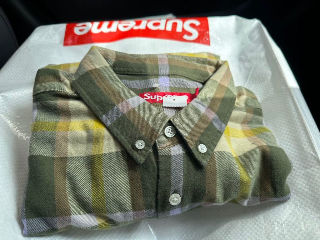 【新品】Lサイズ 23AW Supreme Plaid Flannel Shirt Green シュプリーム プレイド フランネル シャツ グリーン  ネルシャツ チェック 長袖