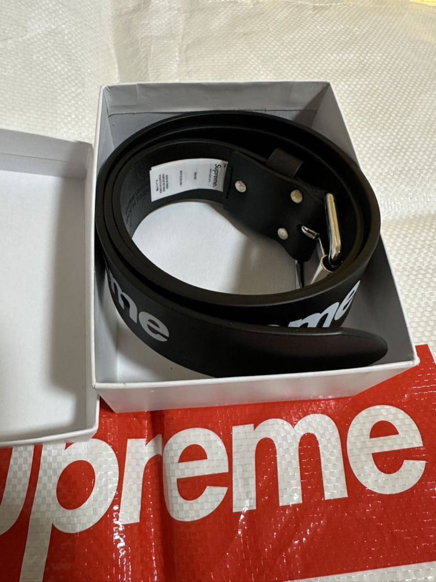 新品】Mサイズ Supreme Repeat Leather Belt Black シュプリーム