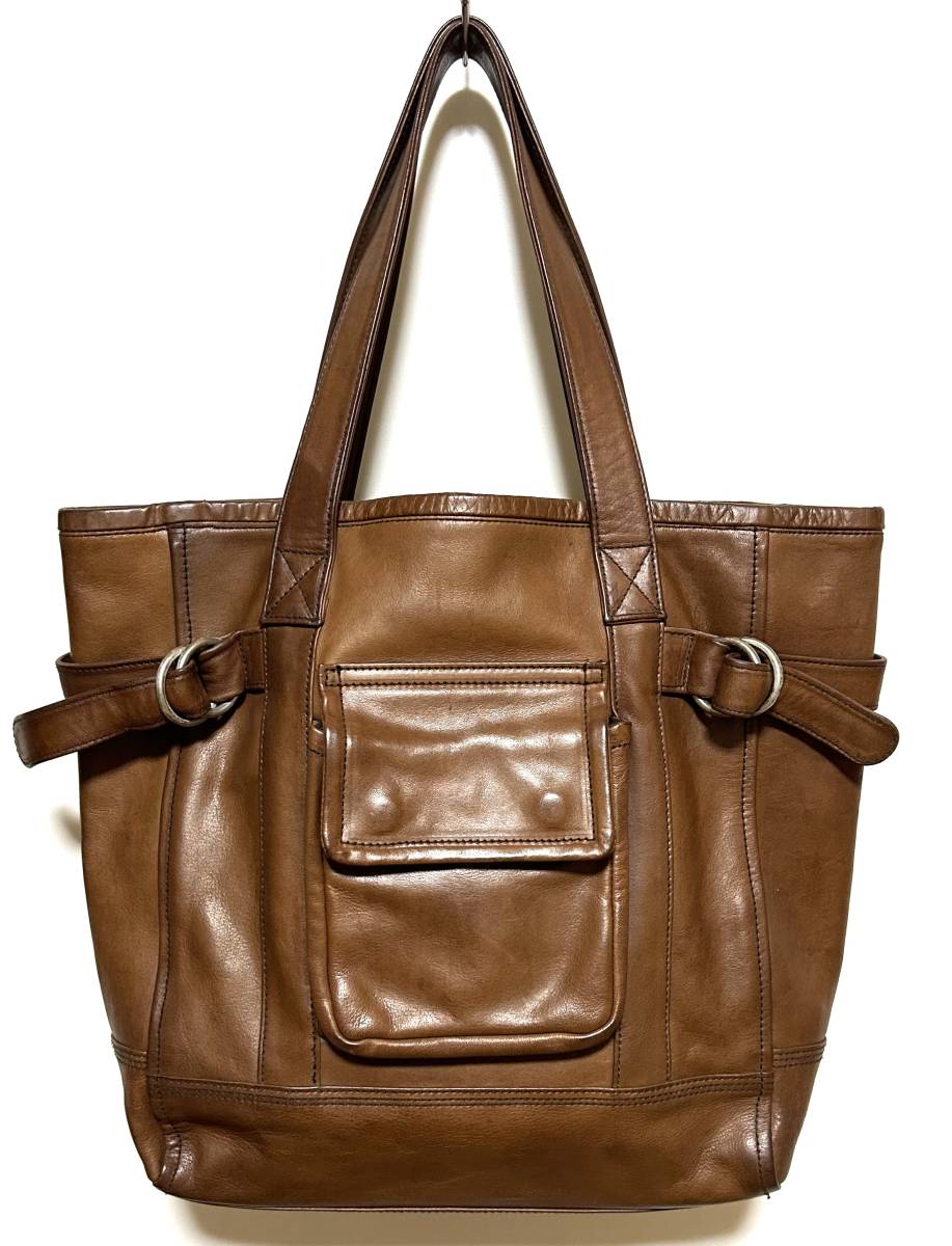 PORTER leather tote bag Brown Porter Yoshida bag shoulder .. cow leather 