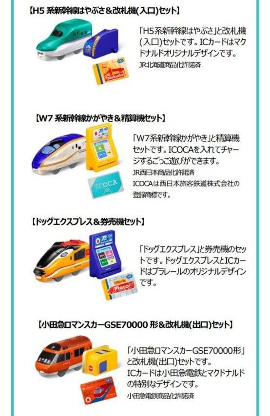 マクドナルド　ハッピーセット　プラレール　小田急ロマンスカー　DVD