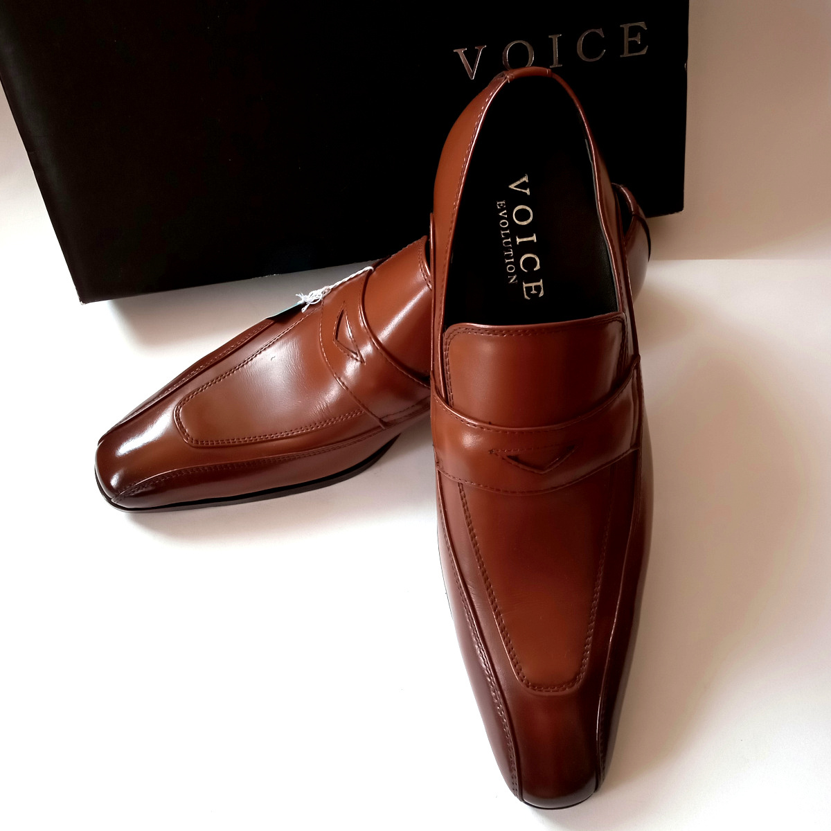 【V74】新品 VOICE ヴォイス　ビジネスシューズ　紳士靴　本革 レザー 25㎝ 日本製　革靴　ブラウン茶 撥水加工 シークレットインソール_画像1