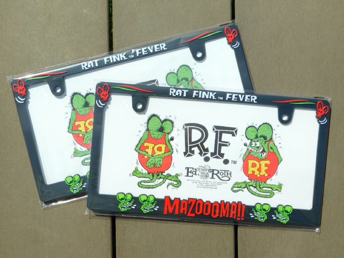 ◆送料無料◆【Rat Fink・ラットフィンク】※《ライセンスプレートフレーム／２枚セット》　MOONEYES　新基準対応ナンバーフレーム_画像1